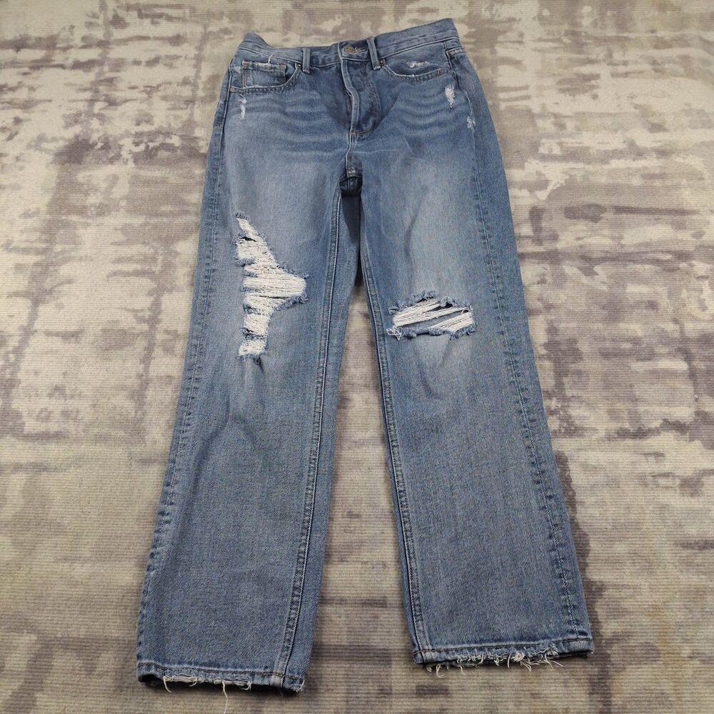 Driftwood Jordie Relaxed Straight Leg Jeans Women's 26 x 28.5 Distressed Ripped